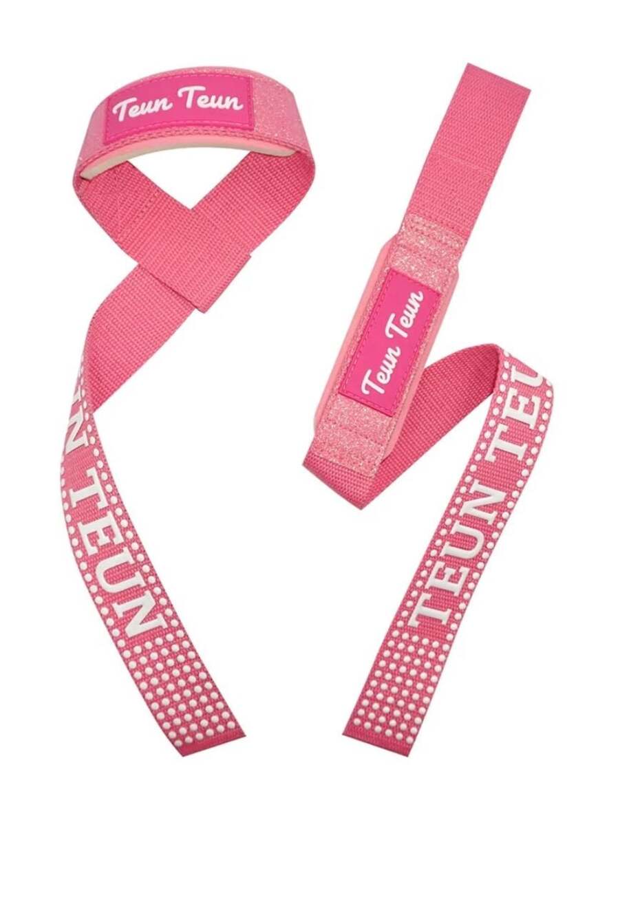 Teun Teun Pink Sparkle Lifting Straps for Women with Silicone Grip